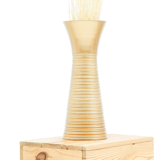 Gold Home Decor Floor Vase - Wooden Boho Vase For Pampas Grass, 14 inches Tall