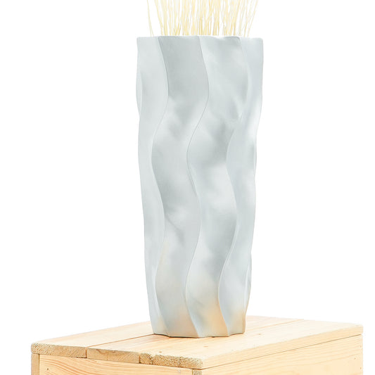 Silver Home Decor Floor Vase - Wooden Boho Vase For Pampas Grass, 14 inches Tall