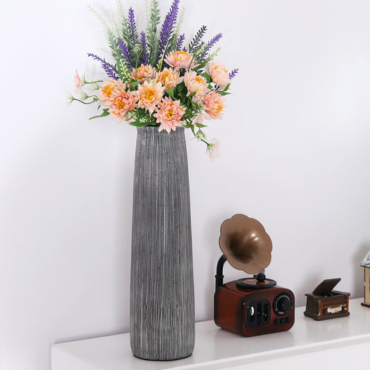 Black Floor Vase for Pampas Grass, Large Flower Vase for Home Decor, 12 inches, Resin